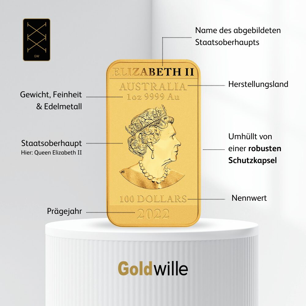1 oz Gold-Münzbarren Rectangular Dragon 2022 – Bild 3