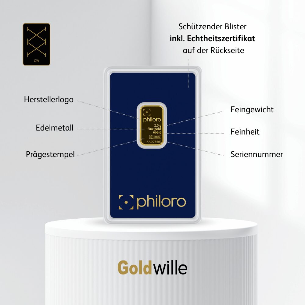 Philoro 2,5 g Goldbarren – Bild 2
