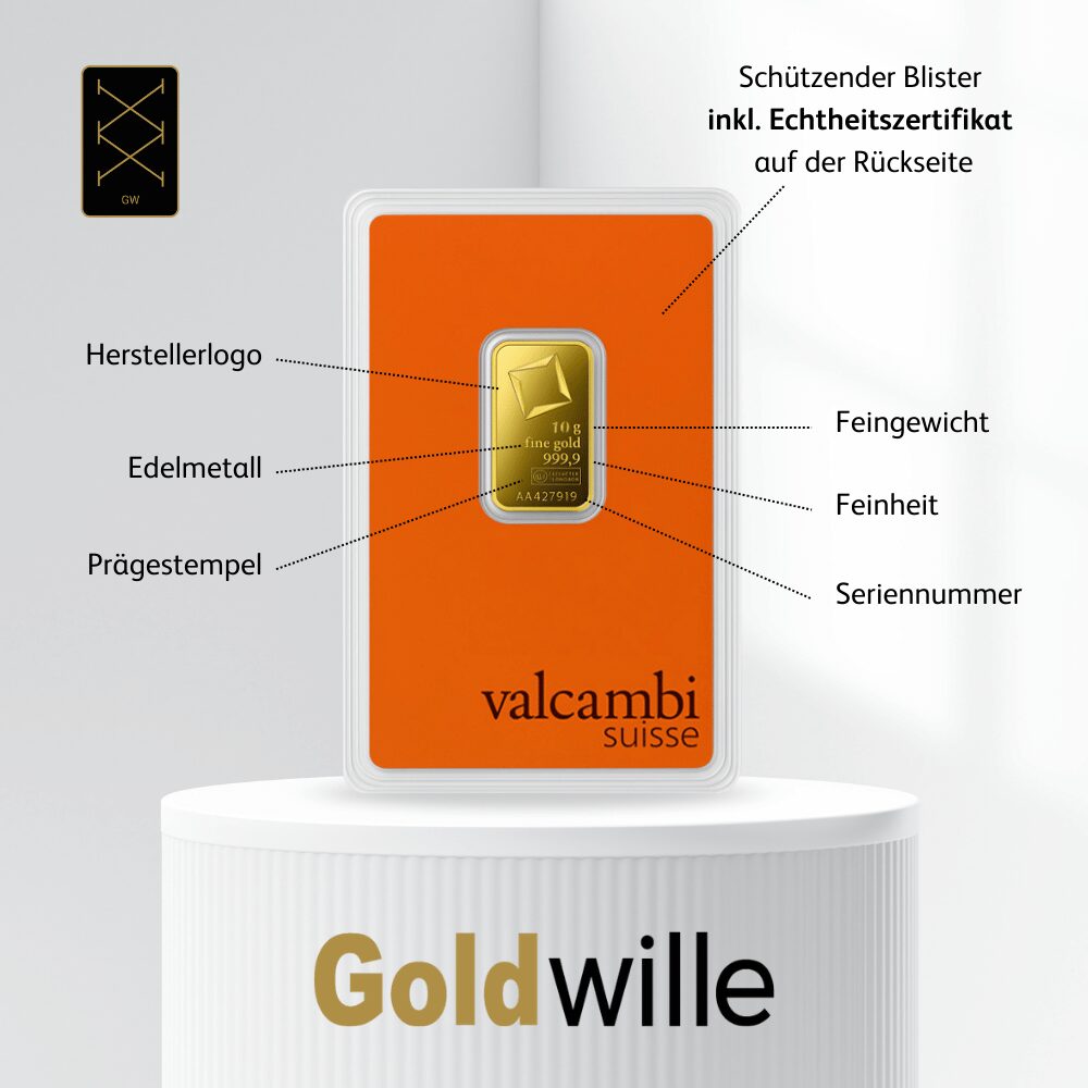 Valcambi 10 g Goldbarren – Bild 2