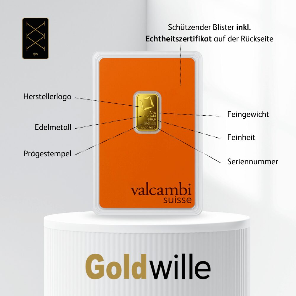 Valcambi 2,5 g Goldbarren – Bild 2