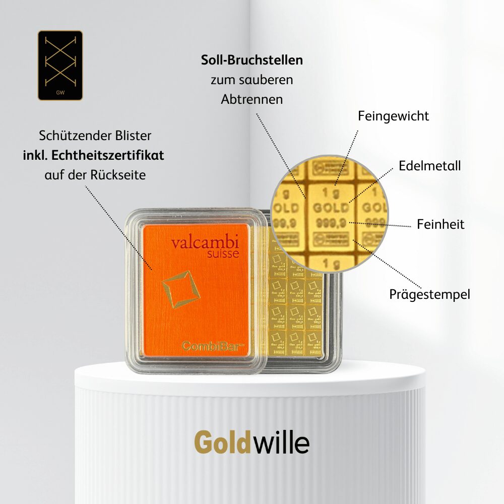 Valcambi 50 x 1 g CombiBar™ Tafelgold – Bild 2