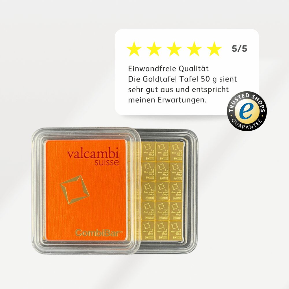 Valcambi 50 x 1 g CombiBar™ Tafelgold – Bild 5