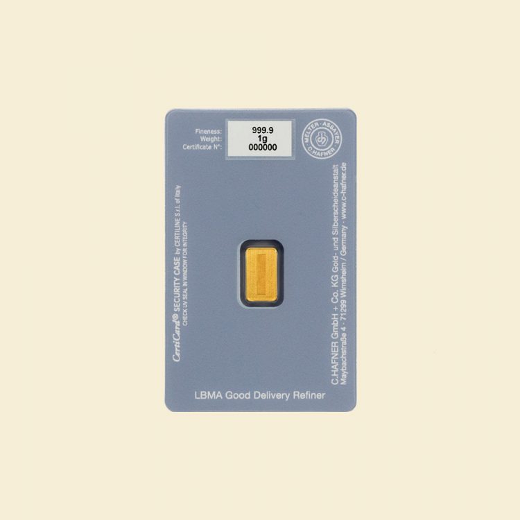 C.Hafner 1 g Gold-Geschenkbarren "For You" Blue Rückseite