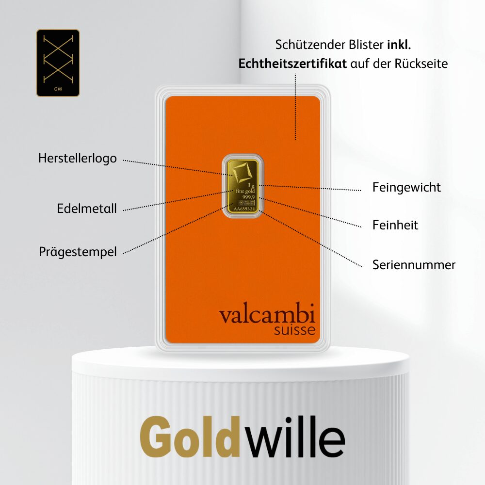 Valcambi 1 g Goldbarren – Bild 2