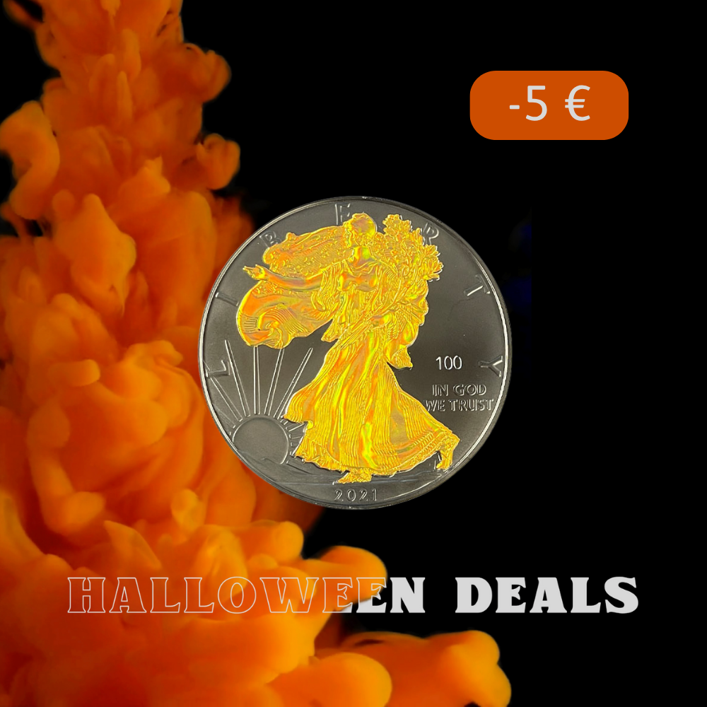 American Eagle 1 oz Silbermünze - Golden Holo Schimmer Effekt 2021 – Bild 2