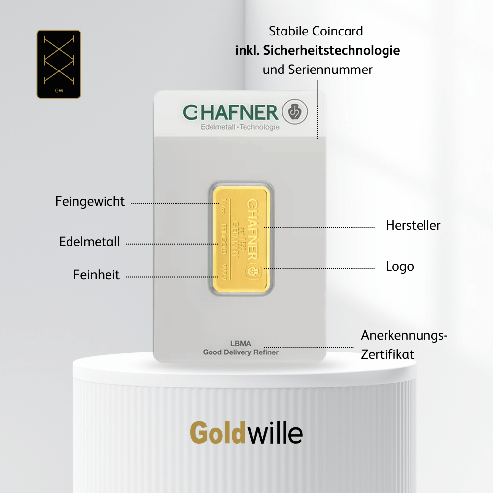 C.Hafner 1/4 oz Goldbarren – Bild 3