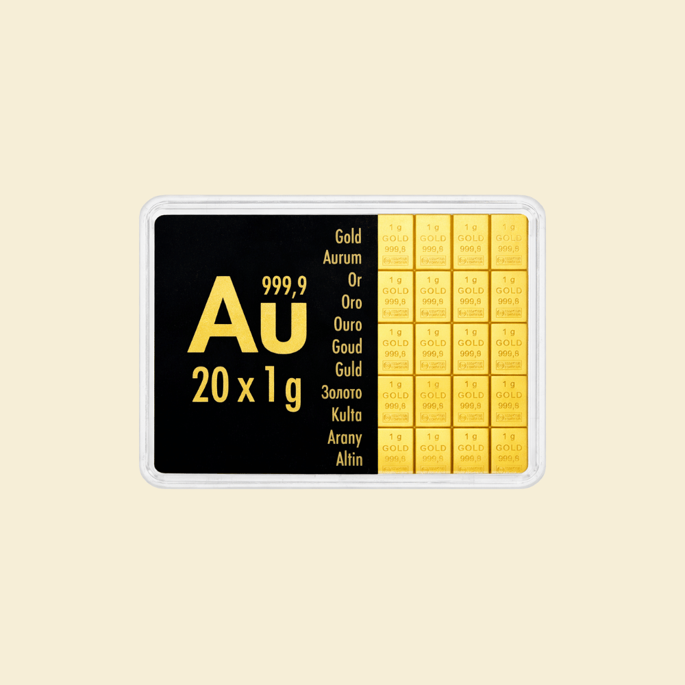 Valcambi 20x 1 g Tafelgold CombiBar™